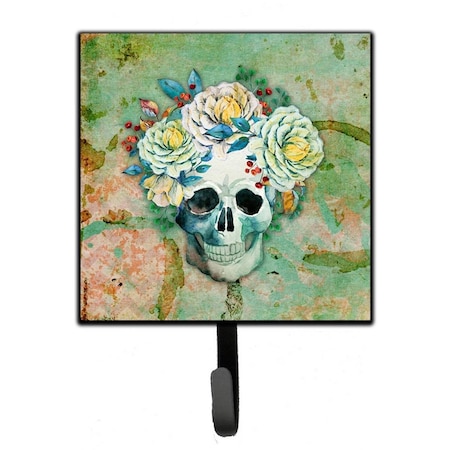 Jensendistributionservices Day of the Dead Skull with Flowers Leash or Key Holder MI1710795